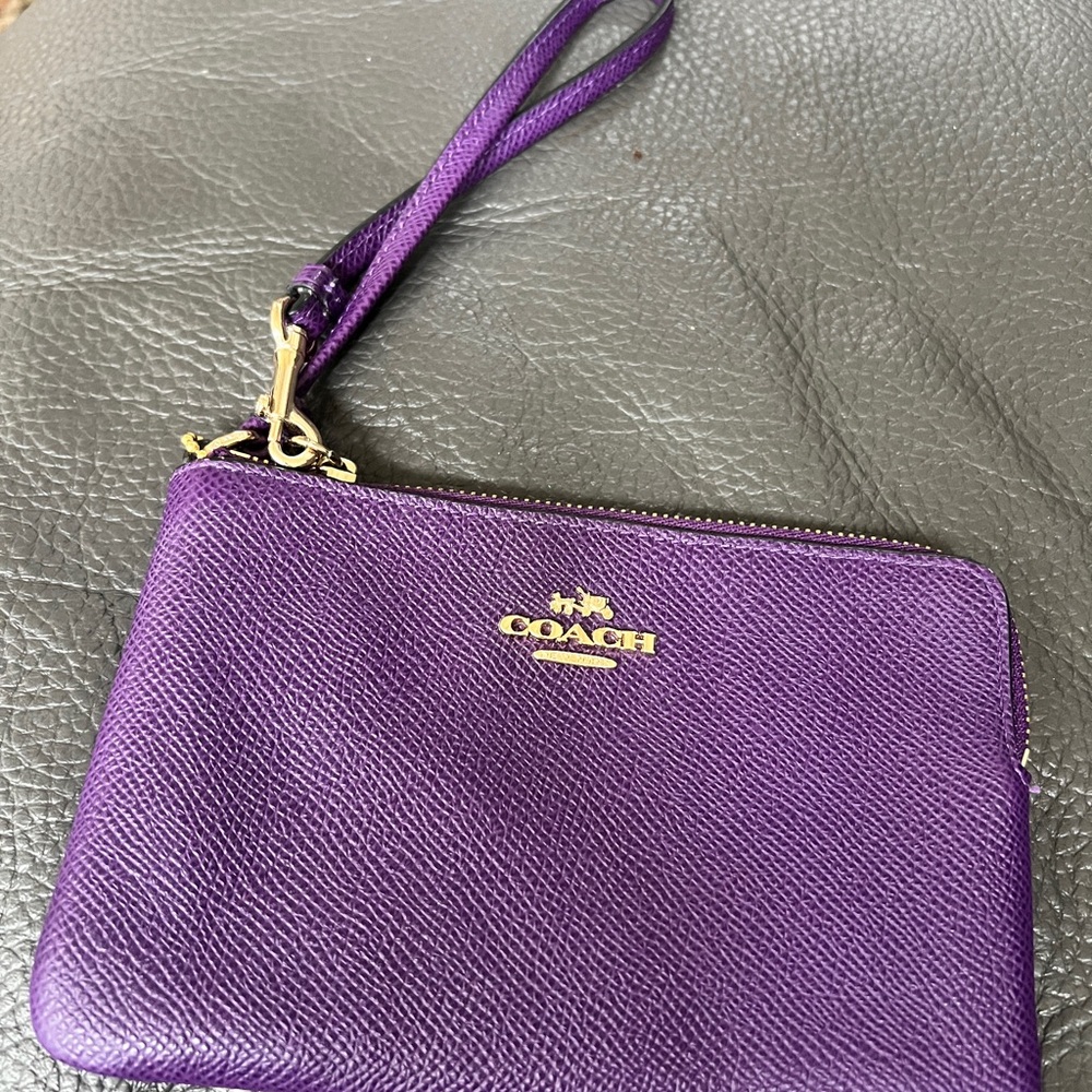 Coach Rich Purple Leather Wristlet